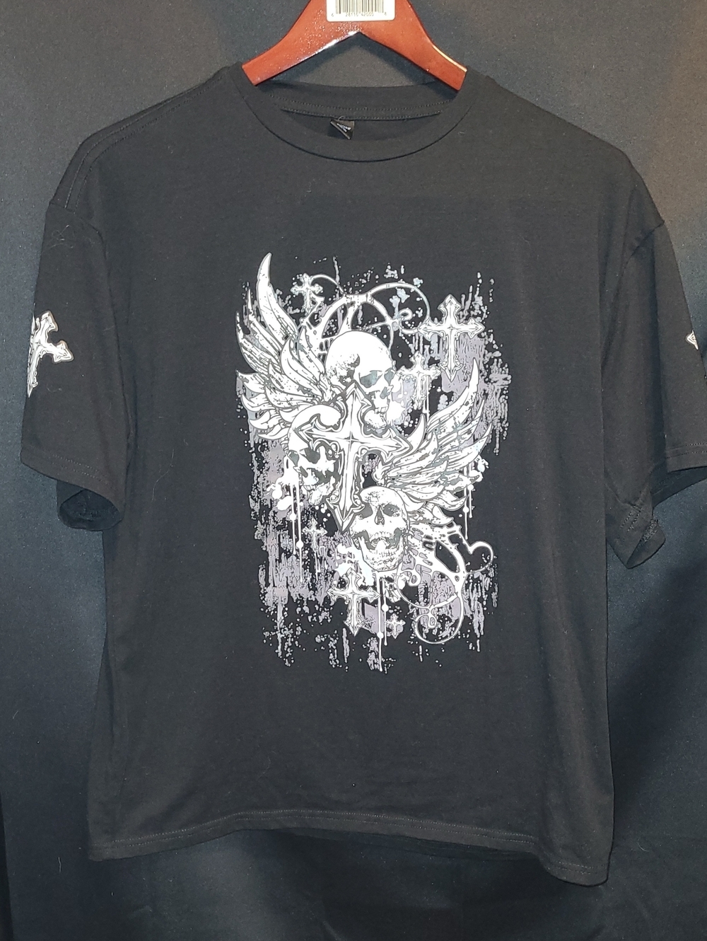 Men's Black Graphic Skull & Wings T-Shirt